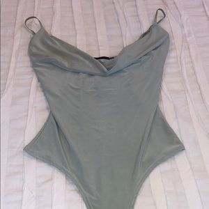 Pretty little thing sage green cowl neck bodysuit